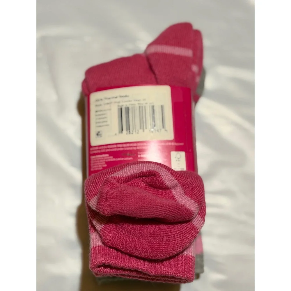 Kodiak Thermal Socks Pink Grey Camo Stripe 2-Pack Heavy Duty Winter Medium Girls